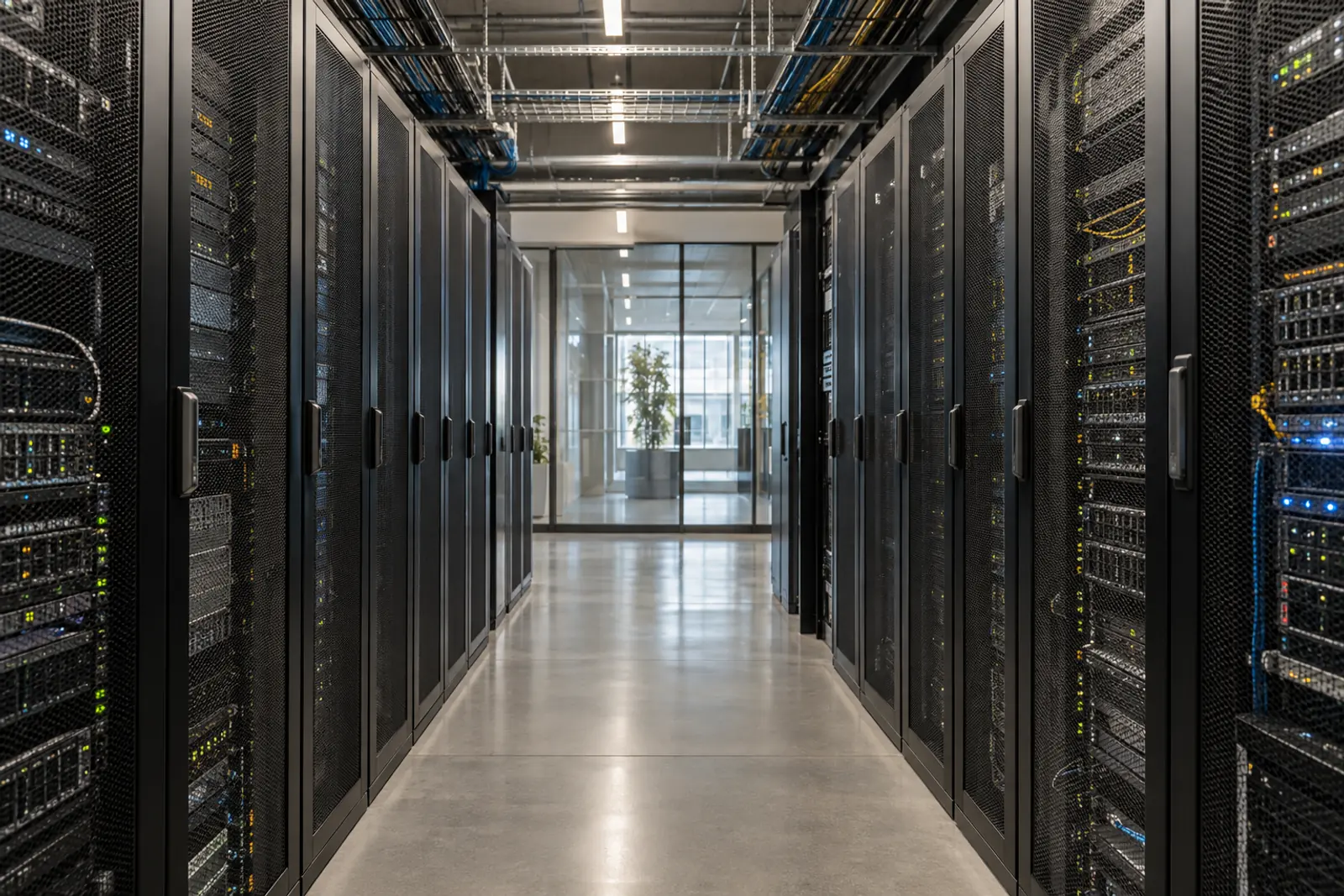 Illustrative secure computing infrastructure with organized server racks
